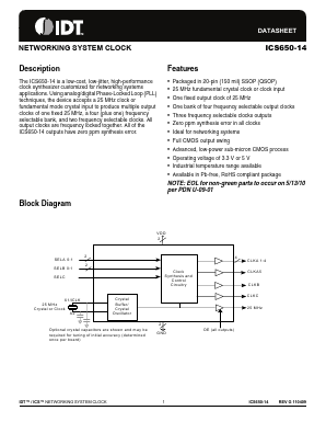 ICS650R-14LFT Datasheet PDF Integrated Device Technology