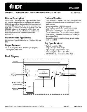 9ZXL0651AKLFT Datasheet PDF Integrated Device Technology