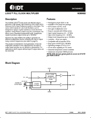 ICS502I Datasheet PDF Integrated Device Technology