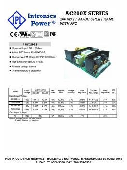 AC200X24 Datasheet PDF Intronics Power, Inc.