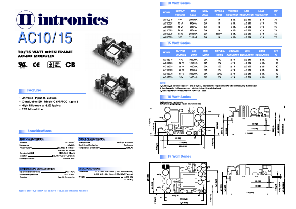 AC1505S Datasheet PDF Intronics Power, Inc.