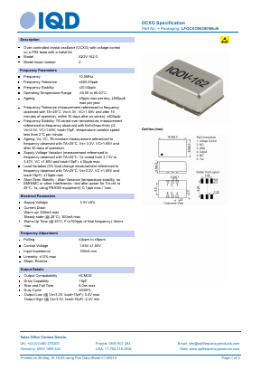 LFOCXO063800 Datasheet PDF IQD Frequency Products Ltd