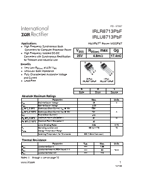 IRLR8713PBF Datasheet PDF International Rectifier