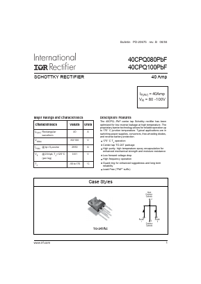 40CPQ100 Datasheet PDF International Rectifier