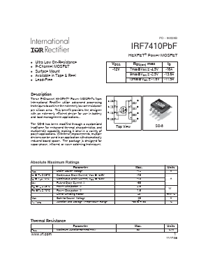 IRF7410TRPBF Datasheet PDF International Rectifier