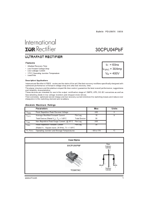 30CPU04PBF Datasheet PDF International Rectifier