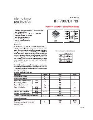 IRF7807D1PBF Datasheet PDF International Rectifier