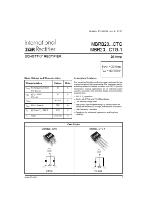 MBRB20100CTG Datasheet PDF International Rectifier