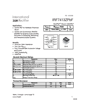 IRF7413ZPBF Datasheet PDF International Rectifier