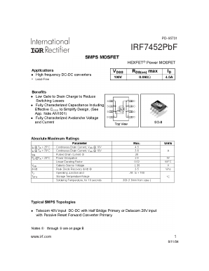 IRF7452PBF Datasheet PDF International Rectifier