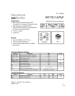 IRF7811APBF Datasheet PDF International Rectifier