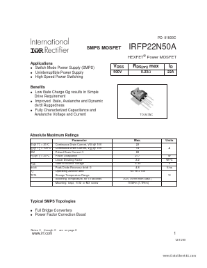 IRFP22N50A Datasheet PDF International Rectifier