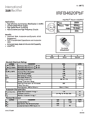 IRFB4620PBF Datasheet PDF International Rectifier
