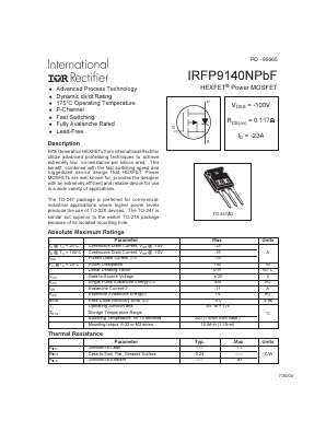IRFP9140NPBF Datasheet PDF International Rectifier