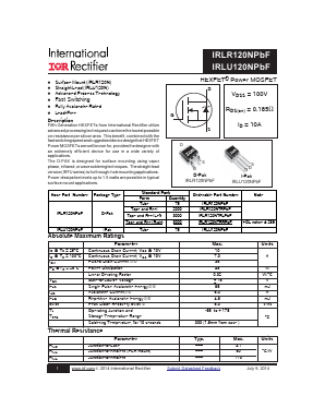 IRLR120NTRPBF Datasheet PDF International Rectifier