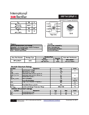 IRF7413PBF-1 Datasheet PDF International Rectifier