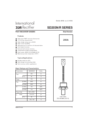 SD203N25S15MV Datasheet PDF International Rectifier