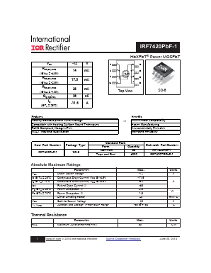 IRF7420TRPBF-1 Datasheet PDF International Rectifier