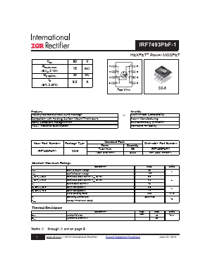 IRF7493TRPBF-1 Datasheet PDF International Rectifier