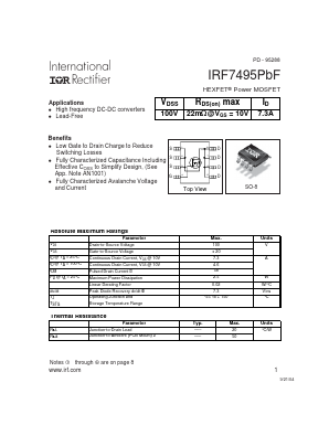 IRF7495PBF Datasheet PDF International Rectifier