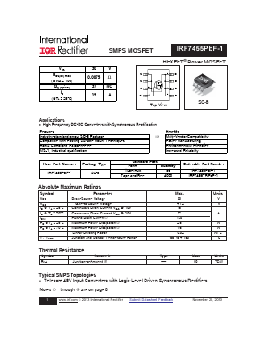IRF7455PBF-1 Datasheet PDF International Rectifier