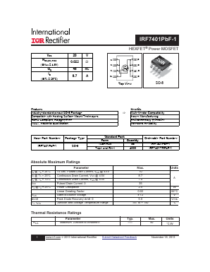 IRF7401TRPBF-1 Datasheet PDF International Rectifier