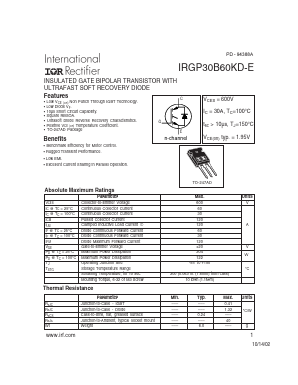 IRGP30B60KD-E Datasheet PDF International Rectifier