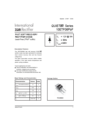 10ETF06PBF Datasheet PDF International Rectifier