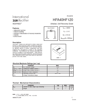 HFA40HF120 Datasheet PDF International Rectifier