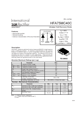 HFA75MC40C Datasheet PDF International Rectifier
