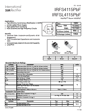 IRFS4115PBF Datasheet PDF International Rectifier