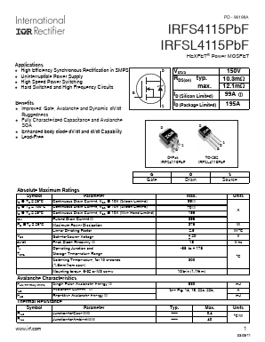 IRFS4115PBF Datasheet PDF International Rectifier