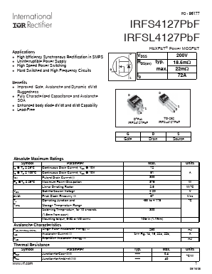 IRFS4127PBF Datasheet PDF International Rectifier