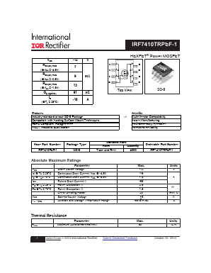 IRF7410TRPBF-1 Datasheet PDF International Rectifier