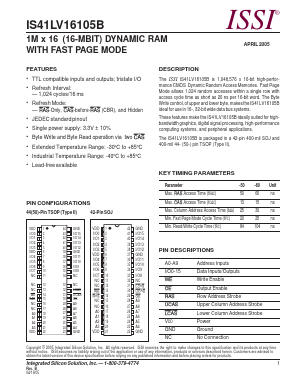 IS41LV16105B-60KLI Datasheet PDF Integrated Silicon Solution