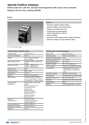 N141.103AA Datasheet PDF Baumer IVO GmbH & Co. KG