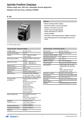 N142.113AA01 Datasheet PDF Baumer IVO GmbH & Co. KG