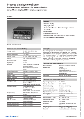 PCD45.032PX01 Datasheet PDF Baumer IVO GmbH & Co. KG