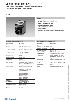 N140.103AB Datasheet PDF Baumer IVO GmbH & Co. KG