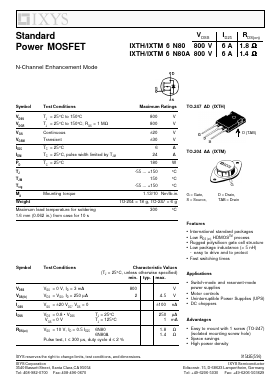 6N80A Datasheet PDF IXYS CORPORATION