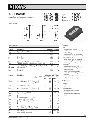 MDI400-12E4 Datasheet PDF IXYS CORPORATION