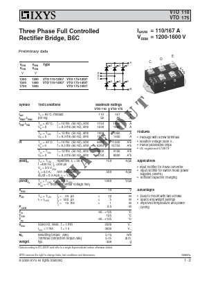 VTO110-12IO7 Datasheet PDF IXYS CORPORATION
