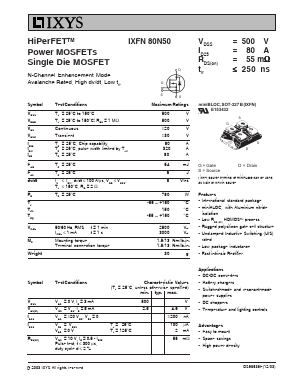 IXFN80N50 Datasheet PDF IXYS CORPORATION