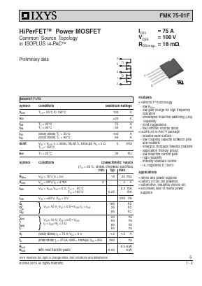 FMK75-01F Datasheet PDF IXYS CORPORATION