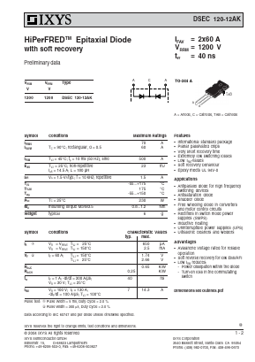 DSEC120-12AK Datasheet PDF IXYS CORPORATION