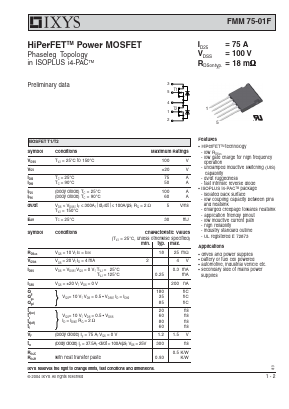 FMM75-01F Datasheet PDF IXYS CORPORATION