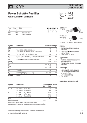 DSSK16-01A Datasheet PDF IXYS CORPORATION