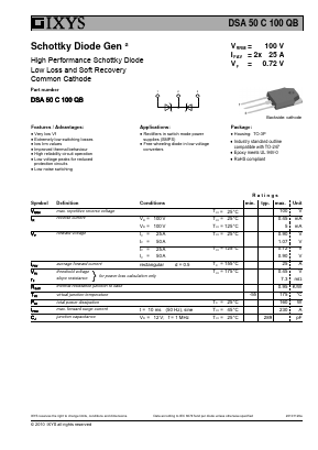 DSA50C100QB Datasheet PDF IXYS CORPORATION