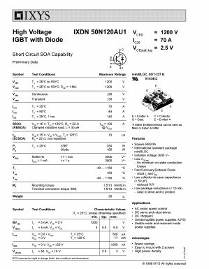 IXDN50N120AU1 Datasheet PDF IXYS CORPORATION