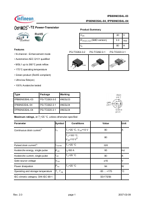4N03L04 Datasheet PDF Infineon Technologies